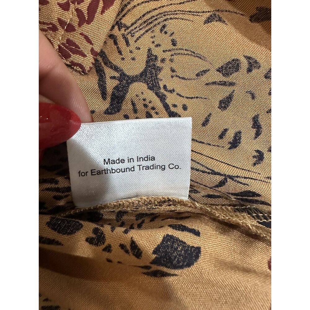 Earthbound Trading Co Short Sleeve Button Down Brown Leopard Shirt Size Large - Picture 7 of 12